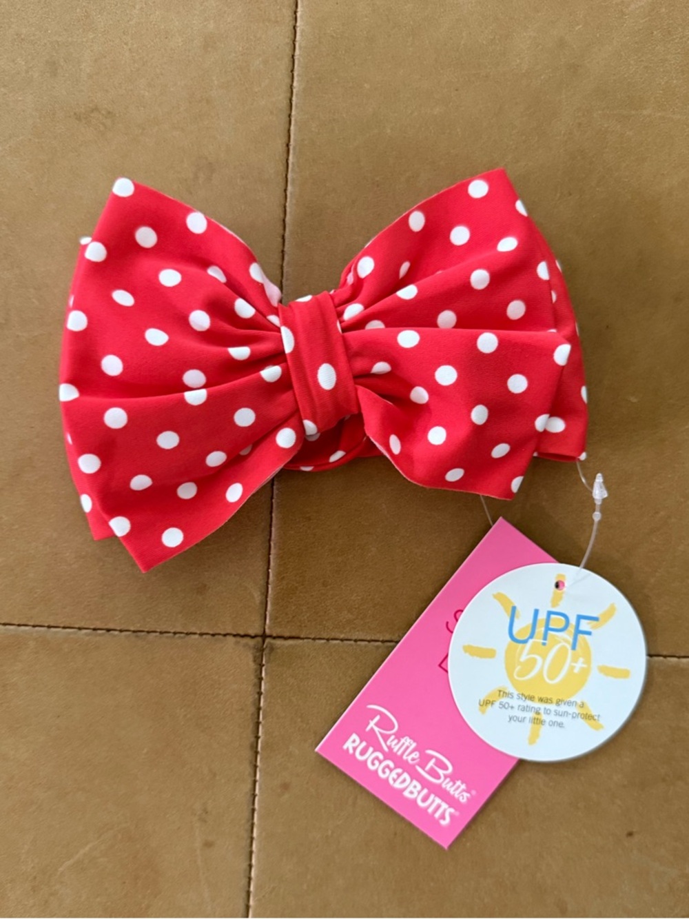 Ruffle Butts Red Polkadot Swim Bow OS NWT